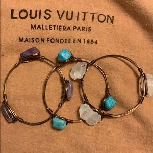 Amethyst, quartz and turquoise crystal bracelets